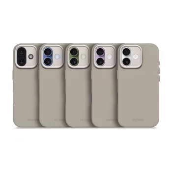 Capa traseira de silicone AntiMicrobial Decoded para iPhone 17 compatível com MagSafe Soft Taupe