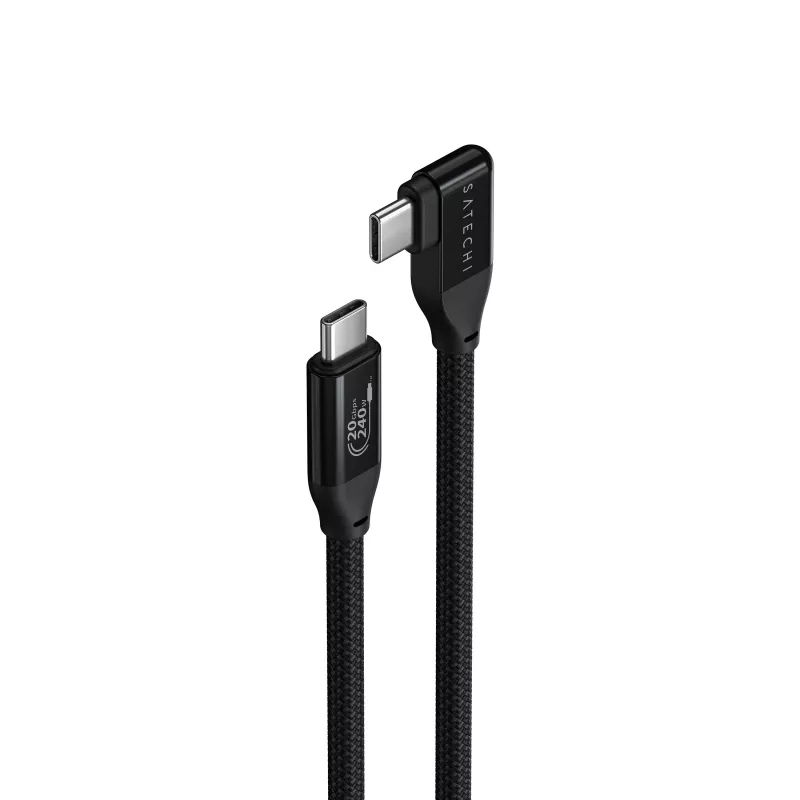 Satechi Cabo USB-C em Ângulo Reto de 1m com Power Delivery de 240W e Transferência de Dados de 20Gbps - Preto