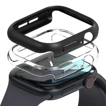 RINGKE SLIM 2-PACK APPLE WATCH 10 / 11 (46 MM) TRANSPARENTE E PRETO MATE