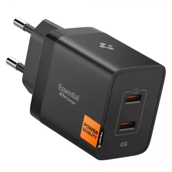 Carregador de rede de 2 portas SPIGEN ESSENTIAL EE472EU 47W preto