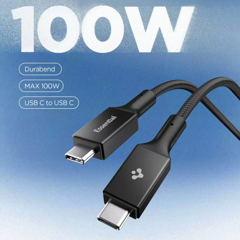 Cabo Spigen EB10010CC Essential USB-C para USB-C 100W 1m preto