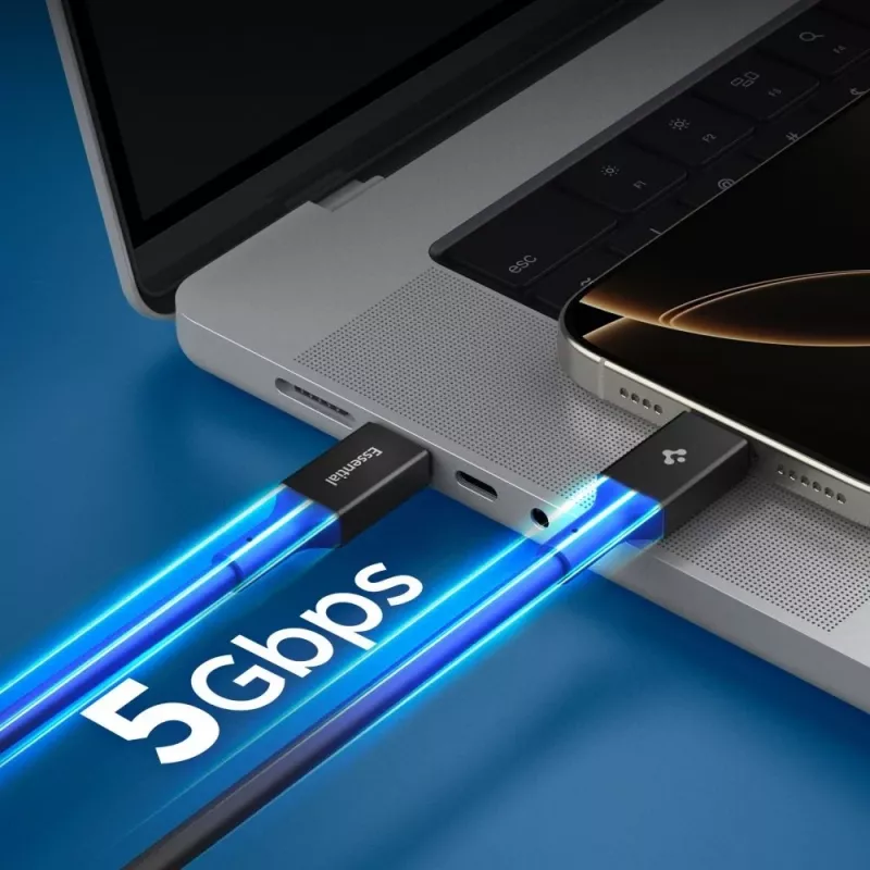 Cabo SPIGEN EB10020CC Essential USB-C para USB-C 100W 200cm preto
