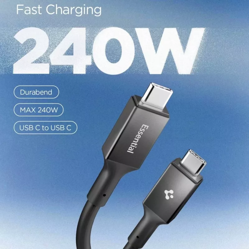 Cabo SPIGEN EB24012CC Essential USB-C para USB-C 240W 120cm preto