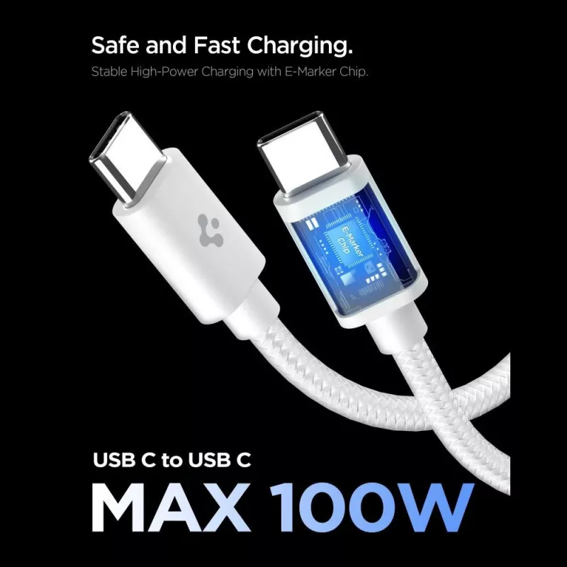 Carregador de rede de 1 porta SPIGEN EE451EU Essential 45W + cabo USB-C branco