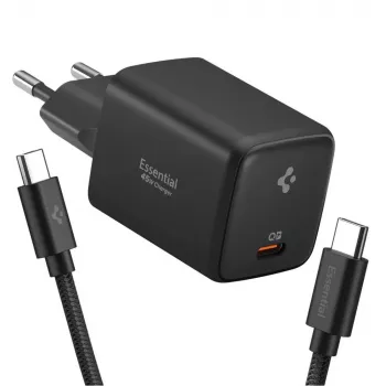 SPIGEN EE451EU ESSENTIAL Carregador de Rede 1-PORT 45W + Cabo Type-C Preto