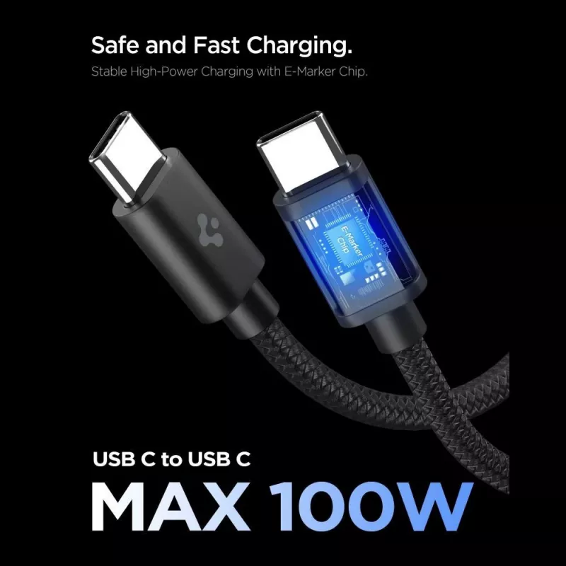 SPIGEN EE451EU ESSENTIAL Carregador de Rede 1-PORT 45W + Cabo Type-C Preto