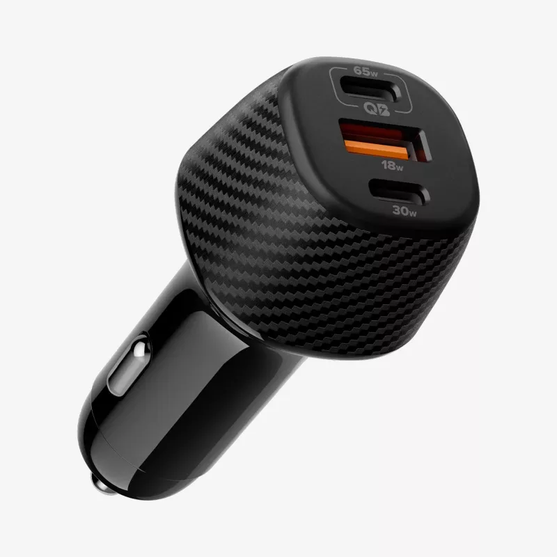 Carregador de automóvel de 3 portas Spigen Essential EV1133 113W preto com cabo USB-C 100W 1m