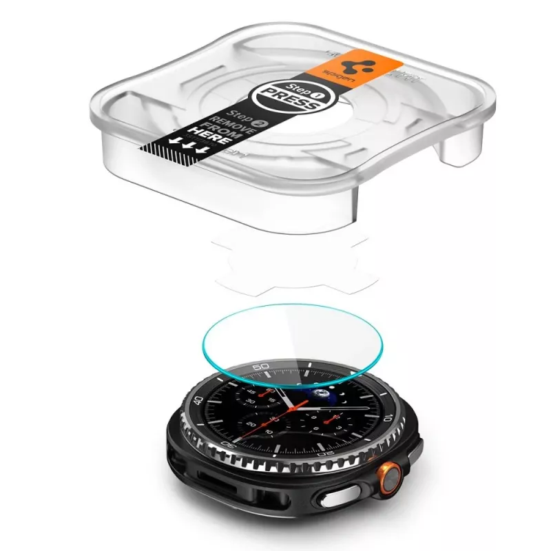 Vidro de proteção de ecrã Spigen GLAS.tR EZ Fit para Samsung Galaxy Watch 8 Classic (46 mm), 2 unid., transparente (AGL09877)