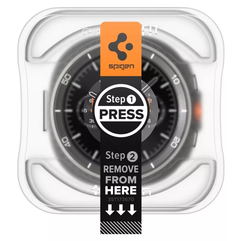 Vidro de proteção de ecrã Spigen GLAS.tR EZ Fit para Samsung Galaxy Watch 8 Classic (46 mm), 2 unid., transparente (AGL09877)