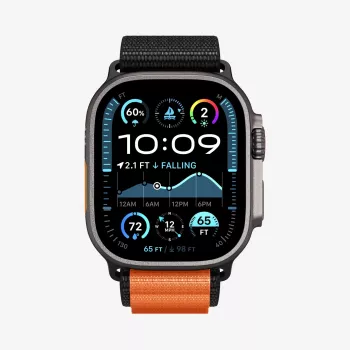 Pulseira Spigen WBF1 para Apple Watch 8 / 9 / 10 / 11 / SE / Ultra (44 / 45 / 46 / 49 mm) preto/laranja