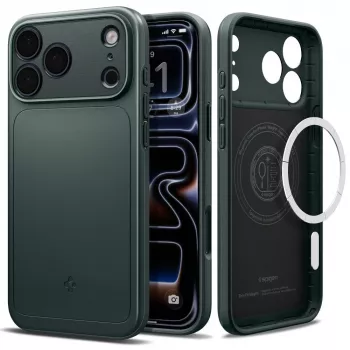Capa Spigen Thin Fit Mag Magsafe iPhone 17 Pro Abyss Green
