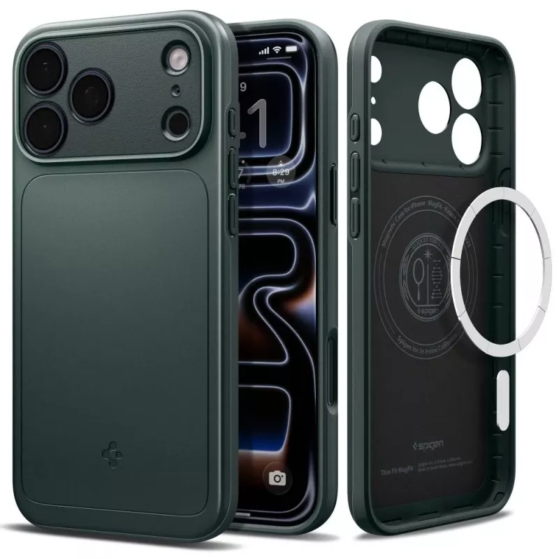 Capa Spigen Thin Fit Mag Magsafe iPhone 17 Pro Abyss Green
