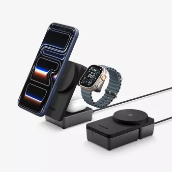 SPIGEN EF323MQ Essential 3-in-1 Magnetic MagSafe Wireless Carregador 25W Qi2 Black