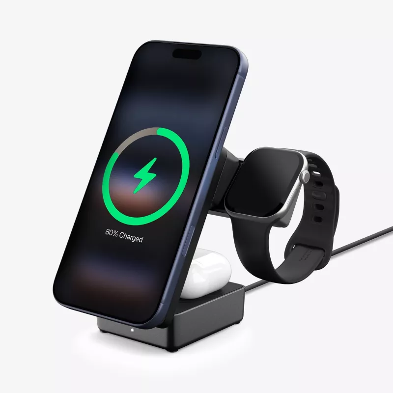 SPIGEN EF323MQ Essential 3-in-1 Magnetic MagSafe Wireless Carregador 25W Qi2 Black