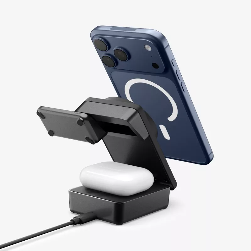 SPIGEN EF323MQ Essential 3-in-1 Magnetic MagSafe Wireless Carregador 25W Qi2 Black