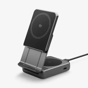 Spigen Essential Qi2 2-in-1 Wireless Suporte de Carregamento 25W MagSafe Black
