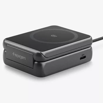 Spigen Essential Qi2 2-in-1 Wireless Suporte de Carregamento 25W MagSafe Black
