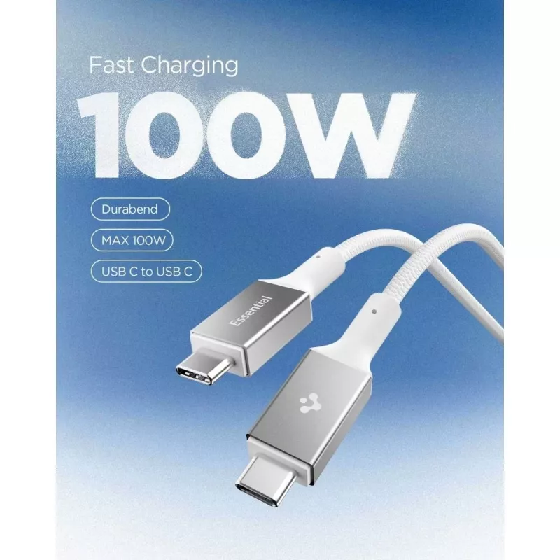 SPIGEN EB10015CC Essential cabo USB-C para USB-C 100W 150cm branco
