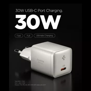 Carregador de rede Spigen EE301EU-GAN ESSENTIAL 1-PORT 30W Natural Titanium