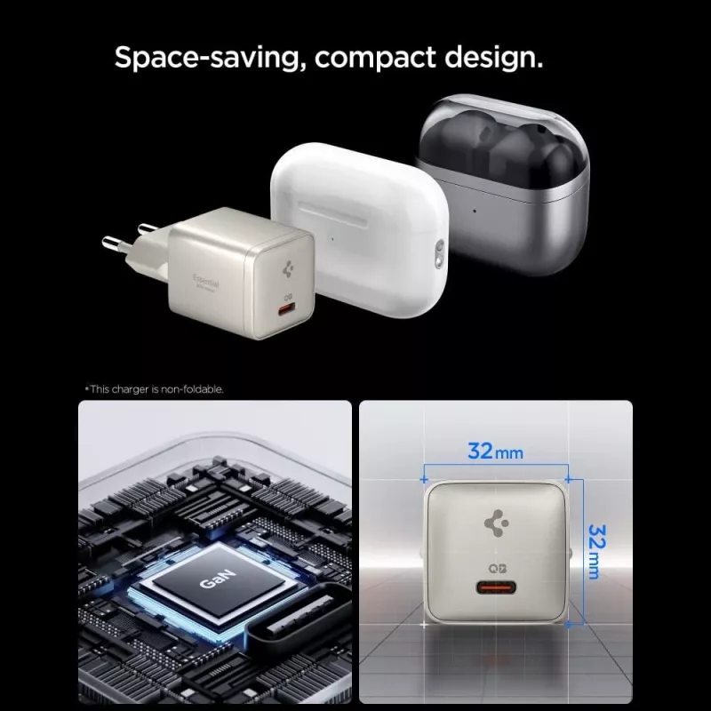 Carregador de rede Spigen EE301EU-GAN ESSENTIAL 1-PORT 30W Natural Titanium