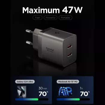 SPIGEN EE472EU-GAN Essential carregador de rede 2 portas 47W Gunmetal