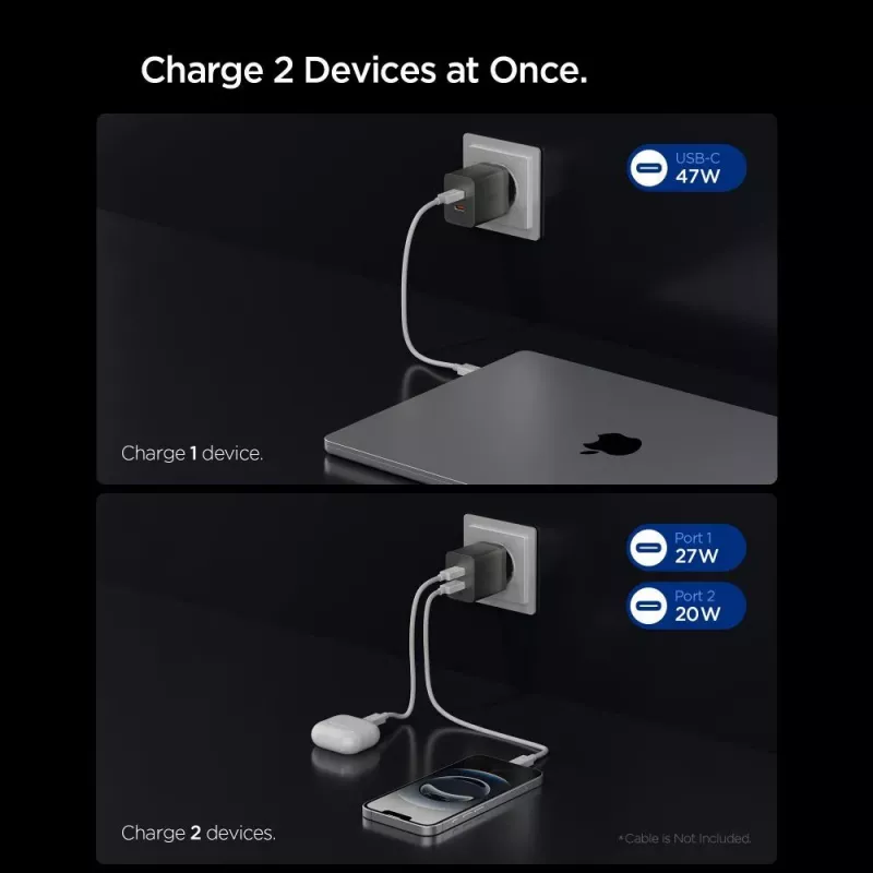 SPIGEN EE472EU-GAN Essential carregador de rede 2 portas 47W Gunmetal