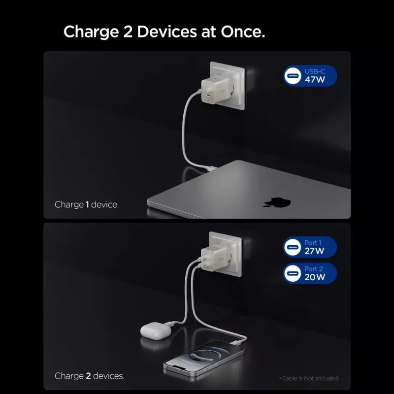SPIGEN EE472EU-GAN Essential carregador de rede 2 portas 47W Natural Titanium
