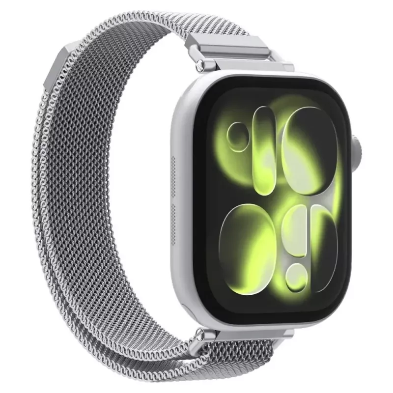 Spigen WBM4 bracelete de aço inoxidável para Apple Watch 8/9/10/11/SE (40/41/42mm) prateado