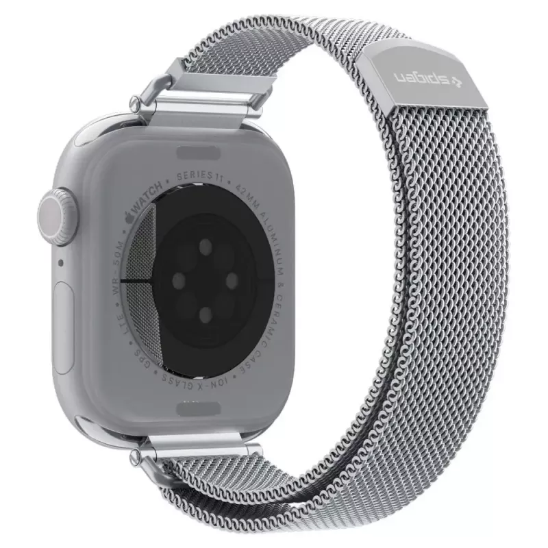 Spigen WBM4 bracelete de aço inoxidável para Apple Watch 8/9/10/11/SE (40/41/42mm) prateado