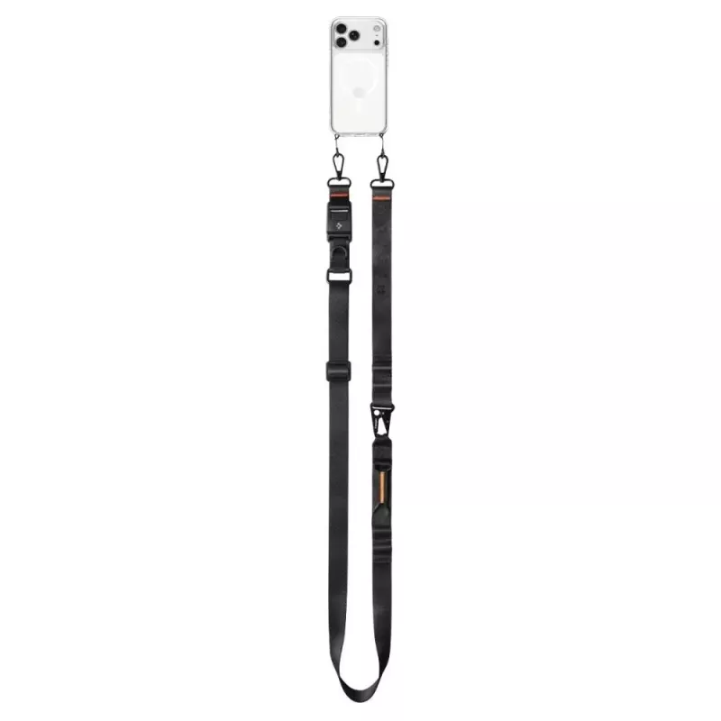 Correia de tiracolo universal Spigen DA30M Lanyard Strap preta