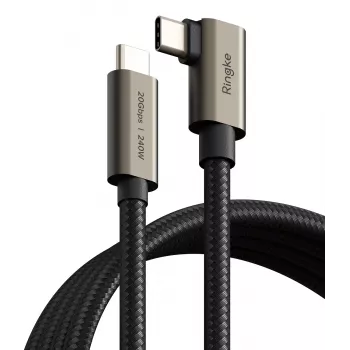 RINGKE cabo USB 3.2 Gen 2x2 Type-C 90 graus PD 240W 200cm preto