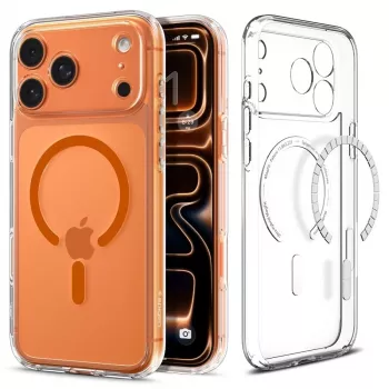 Spigen Ultra Hybrid Mag MagSafe iPhone 17 Pro Max transparente/laranja