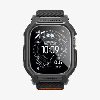 Spigen Rugged Armor e vidro temperado Apple Watch Ultra 1 / 2 / 3 (49 mm) preto mate