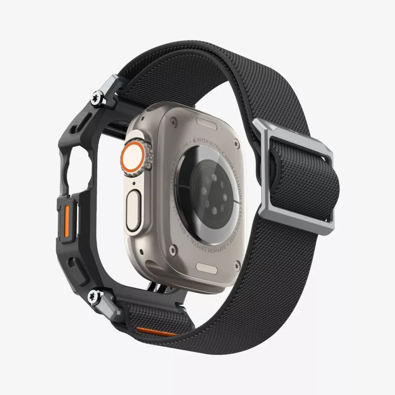 Spigen Rugged Armor e vidro temperado Apple Watch Ultra 1 / 2 / 3 (49 mm) preto mate
