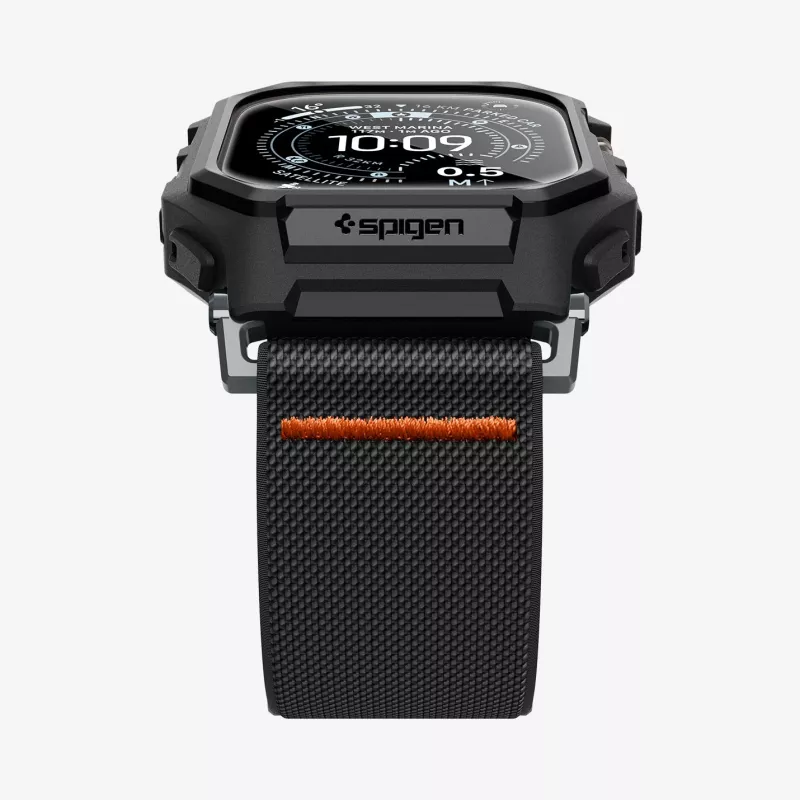 Spigen Rugged Armor e vidro temperado Apple Watch Ultra 1 / 2 / 3 (49 mm) preto mate