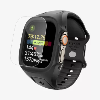 SPIGEN Liquid Air Pro e vidro temperado Apple Watch Ultra 1 / 2 / 3 (49 mm) preto