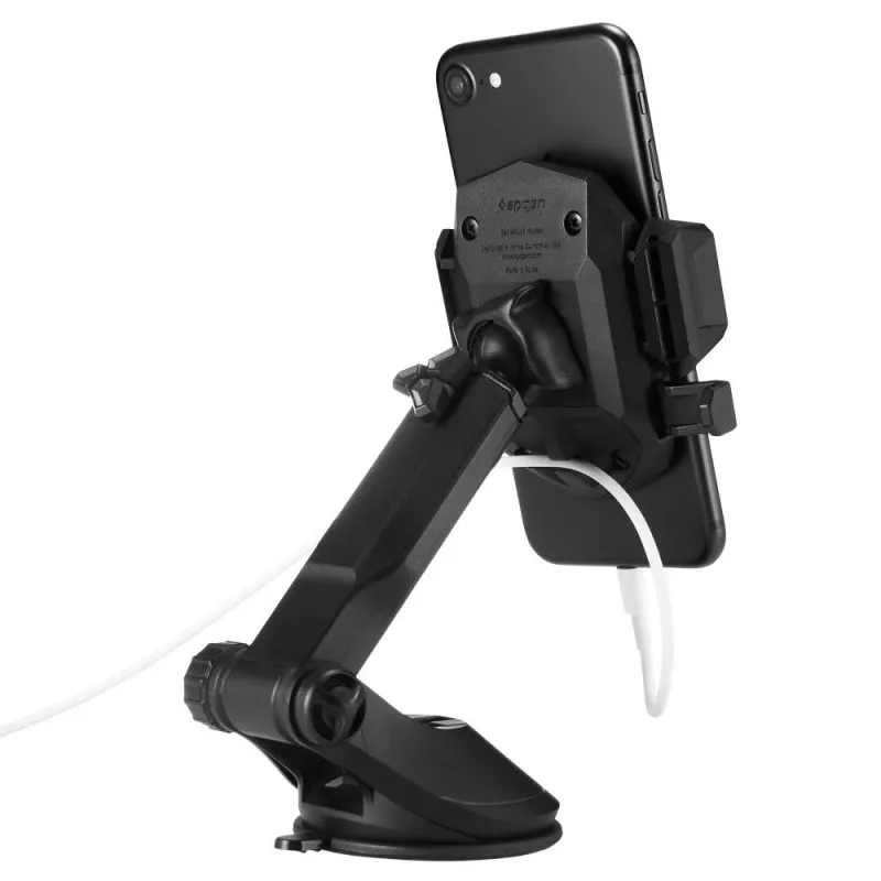 Spigen Car Mount Holder TS35 Kuel Series - Suporte Universal para Smartphone com Ventosa, Braço Telescópico, Rotação 360°, Preto