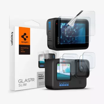 Spigen Glas.TR Slim + Film 2-Set Kit de Proteção de Ecrã e Lente para GoPro Hero 12/11/10/9 (2 Conjuntos)