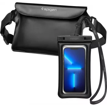 Spigen A621 Capa Universal Impermeável e Bolsa de Cintura Preto