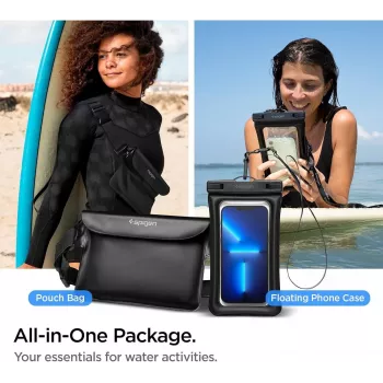 Spigen A621 Capa Universal Impermeável e Bolsa de Cintura Preto