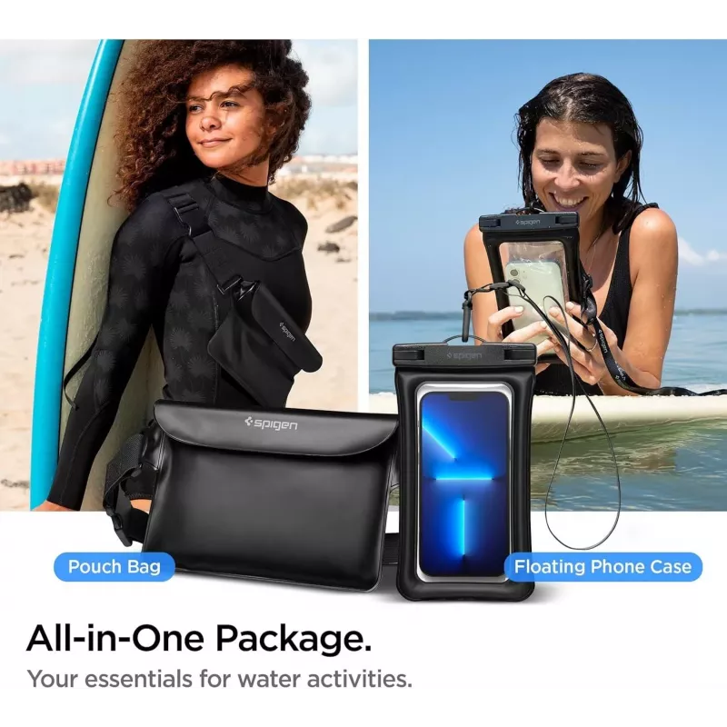 Spigen A621 Capa Universal Impermeável e Bolsa de Cintura Preto