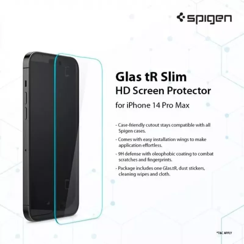 Spigen Glas tR Slim HD Protetor de Ecrã para Apple iPhone 14 Pro Max, vidro temperado, dureza 9H, resistente a riscos, transparente, 1 Pack