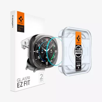 Spigen Glas.tR EZ Fit Película de Proteção de Ecrã em Vidro Temperado para Samsung Galaxy Watch Ultra (47mm) - Pack de 2 - Transparente