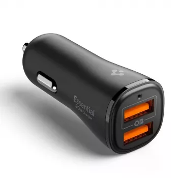 SPIGEN Essential EV302 Carregador de Carro 2 Portas 30W Preto