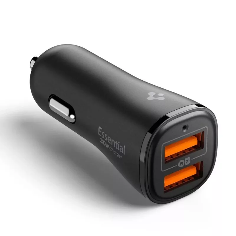 SPIGEN Essential EV302 Carregador de Carro 2 Portas 30W Preto
