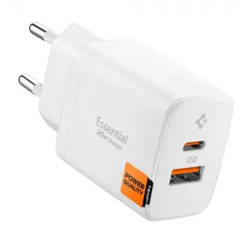 Carregador de rede SPIGEN ESSENTIAL EE202EU 2-PORT 20W branco