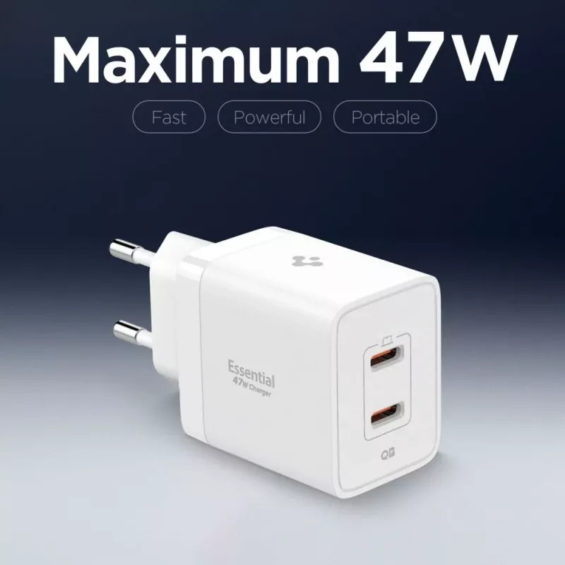 SPIGEN ESSENTIAL EE472EU Carregador de Rede 2 Portas 47W Branco