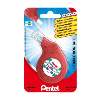 Pentel Fita corretora XZTN14BW 4,2 mm fita branca dispensador azul/verde transparente recarregável