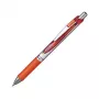 Pentel EnerGel Xm Caneta de gel retrátil - tinta laranja - 0,35 mm - corpo prateado com detalhes laranja - punho em borracha - corpo redondo