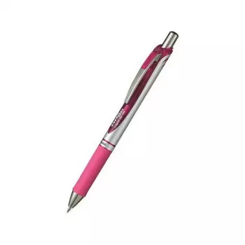 Pentel EnerGel Xm Caneta de gel retrátil - tinta rosa - corpo rosa - detalhes prateados - 0,35 mm ponta de agulha
